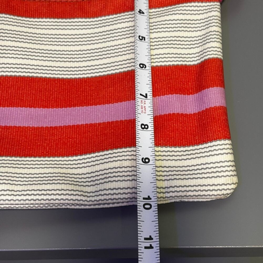 Fossil Key-Per Striped Canvas Crossbody Bag Pink Red Horizon Stripe Gold Snap - Picture 9 of 9